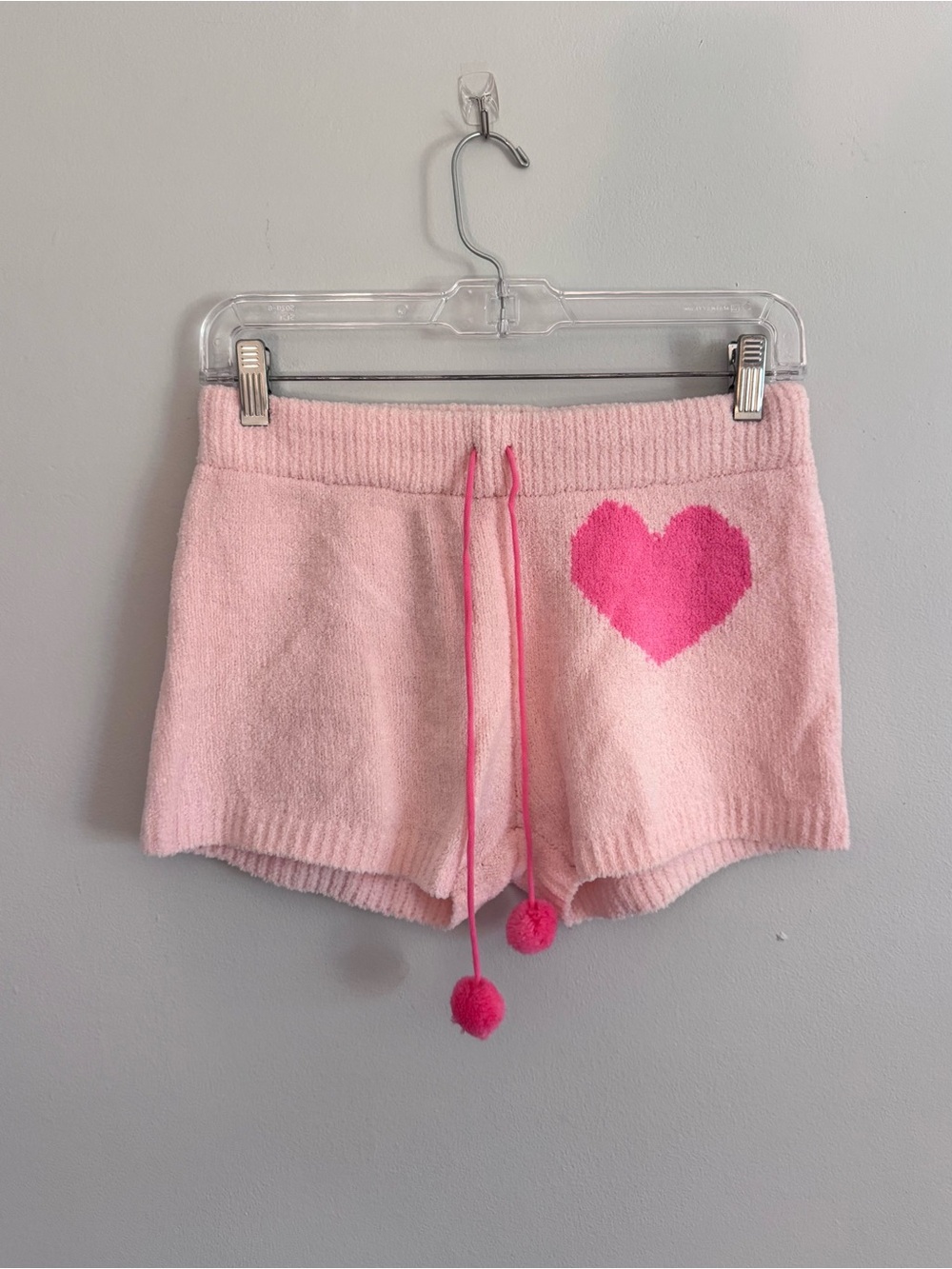Betsey Johnson Trolls Cozy Pink Heart Knit Shorts S